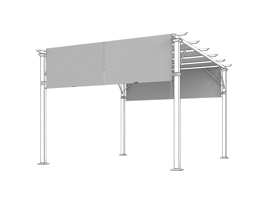 Toldos retráctiles de repuesto para pérgola, 4,9 x 1,2 m, poliéster gris claro con protección UV.
