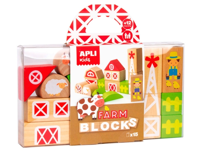 Puzzles MB HASBRO Bloques de Madera Apli Kids Granja (16 piezas)