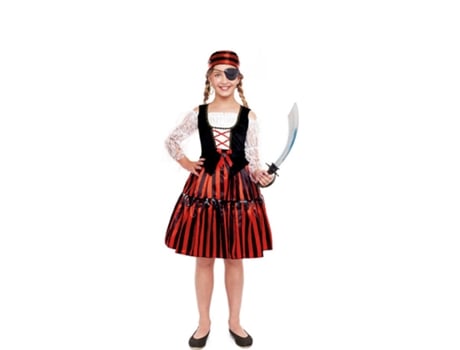 Disfraz de Niña PARTILANDIA rayas piratas clásicas (Tam.: 7-9 anos)