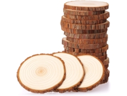 Rodajas de madera natural sin terminar, círculos de madera con corteza para manualidades creativas, calidad garantizada, superficie lisa.