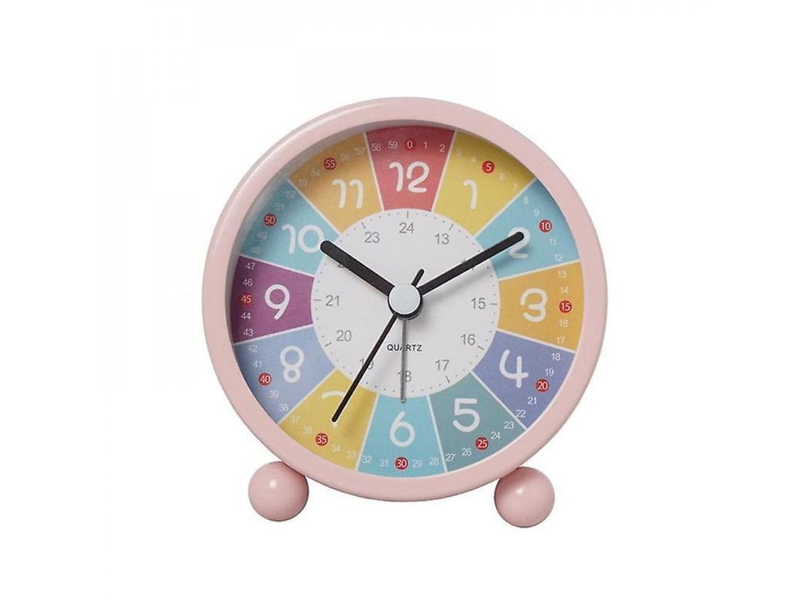 Reloj de pared educativo para que los niños aprendan a leer la hora, silencioso, decorativo para aulas, color rosa Nvx