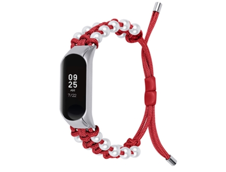 Correa de nailon tejido de perlas ajustable para Xiaomi Mi Band 7 - tinto