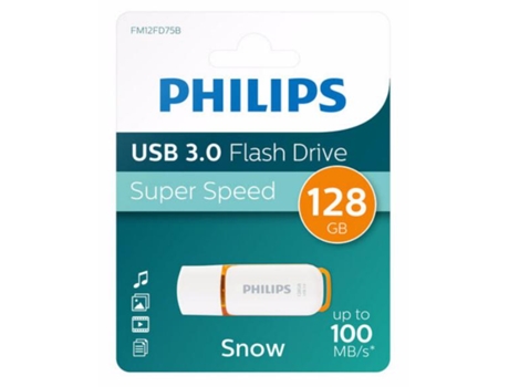 Philips Fm12Fd75B/00 Unidade de Memória Usb 128 Gb Usb Type-A 3.2 Gen 1 3.1 Gen 1 Laranja Blanco