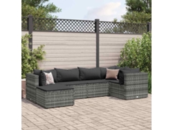 Conjunto de jardín de 6 piezas con cojines, ratán gris, DKD Home Decor