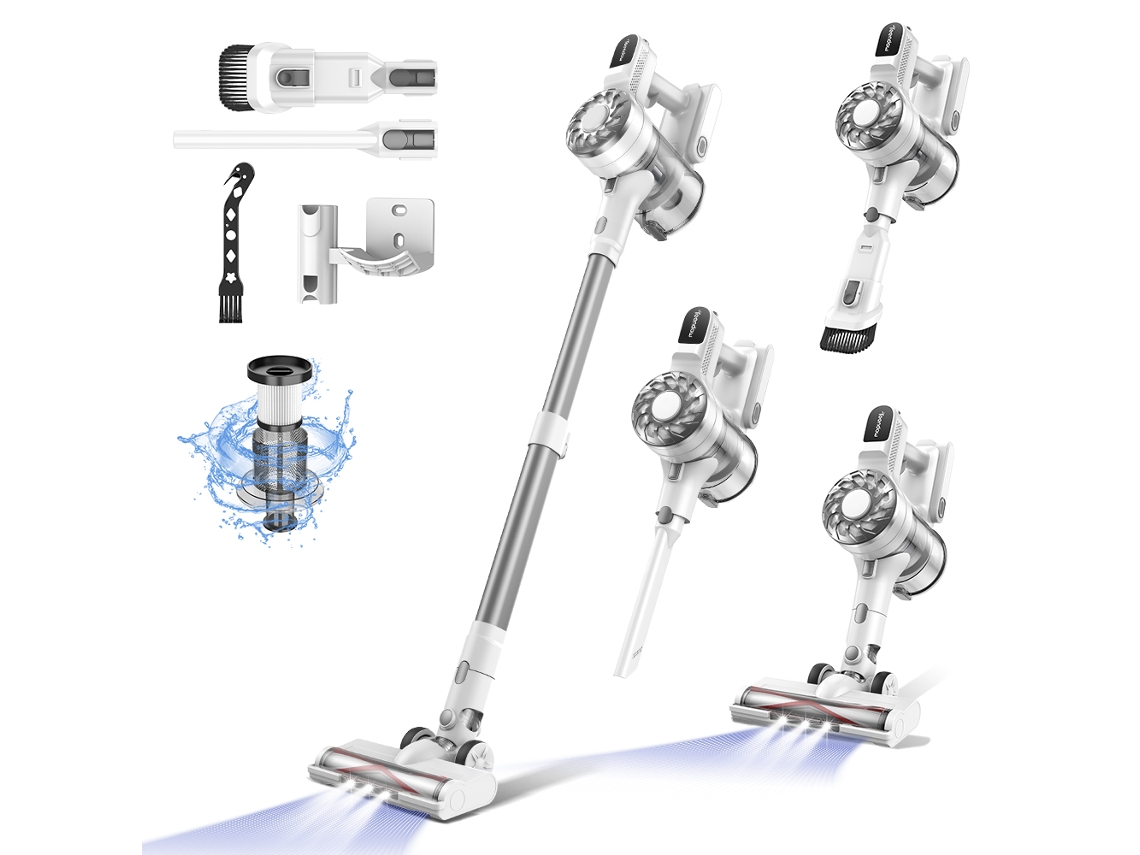 Aspiradora inalámbrica Tendow V08 Pro, 25 kPa, 2200 mAh, 45 minutos de autonomía, filtro HEPA de 5 niveles, 1,3 kg, para alfombras, suelos duros y pelo de mascotas.