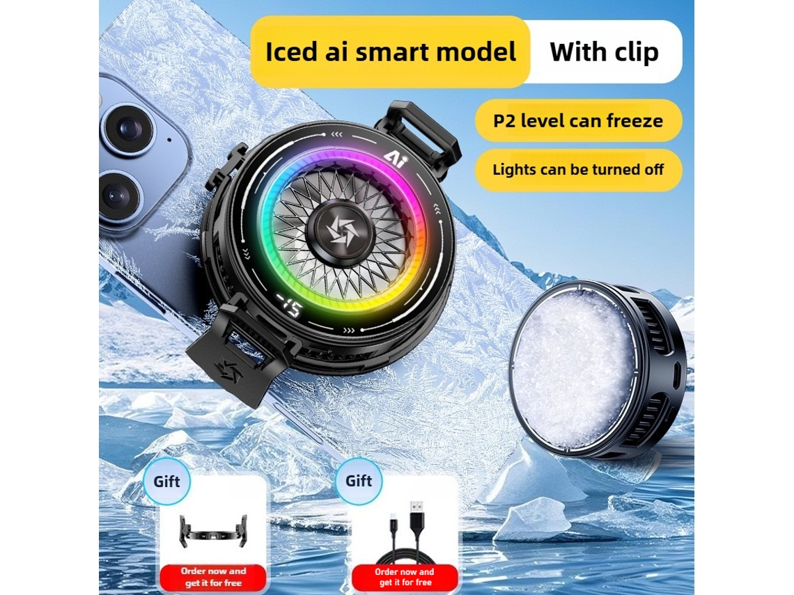 (negro) Radiador De Ventilador De Enfriamiento Con Clip Trasero Magnético Semiconductor Con Pantalla Digital.
