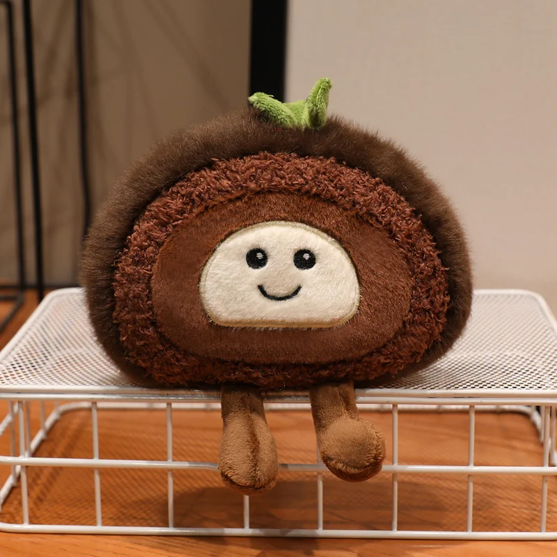 Adorable peluche sonriente de rollo suizo, exquisita mini decoración de mesa MDUG (chocolate 10x15cm)