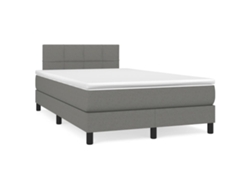 Cama Box Spring Con Colchón Y Led Tela Marrón Oscuro 120x190 Cm