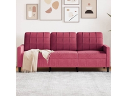 Sofá De 3 Plazas | Sofá De Salón | Sofá De Descanso De Terciopelo Rojo Tinto 180 Cm Wsd665131