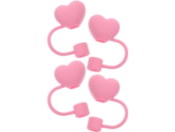 Pvc 4 Tapones De Pajita Con Forma Corazón