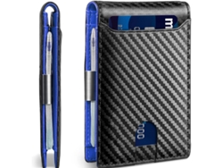 Tarjetero para hombre con protección RFID, diseño delgado y minimalista, con clip para billetes - Azul Panoona
