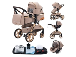Carrito 3 En 1 Carrito Combinado Con Cuna Asiento De Coche Hasta 15kg Caqui Yazoco