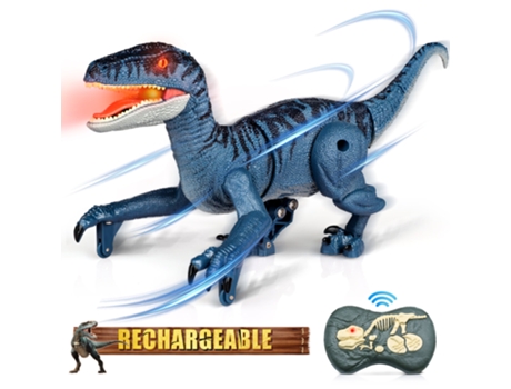 Control Remoto Dinosaurio Juguetes 2.4G Robot Dinosaurio Juguetes Dinosaurio Electrónico Caminando Rugido Azul Oscuro VENISYMLIS