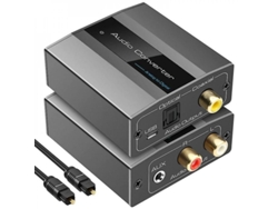 2026-conversor De Audio Analógico A Digital Rca A Óptico Con Cable Óptico Toslink Y Coaxial Qri Negro Gris