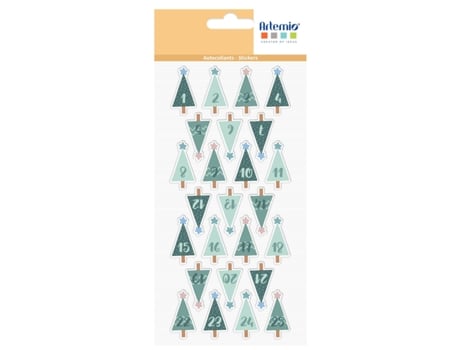 Pegatinas Puffies para Calendario de Adviento - Abeto
