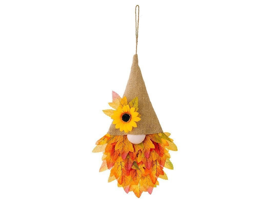Guirnalda Otoñal Para Puerta Con Gnomo Artificial Y Hojas De Arce Para Halloween Y Decoración De Interiores.