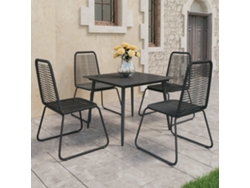 Juego de comedor de jardín de 2 piezas de mimbre de PVC negro Dkd Home Decor