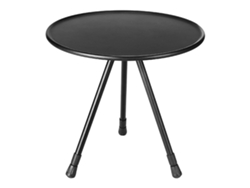 Mesa redonda plegable ultraligera de aleación de aluminio negra con altura ajustable para acampar, picnic y viajes.