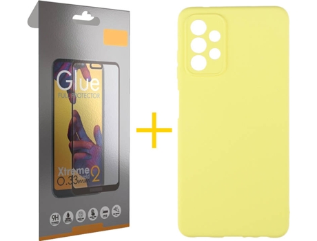 Kit Funda + Protector de Pantalla Samsung A32 5G SKYHE Cristal Templado 5086 Amarillo