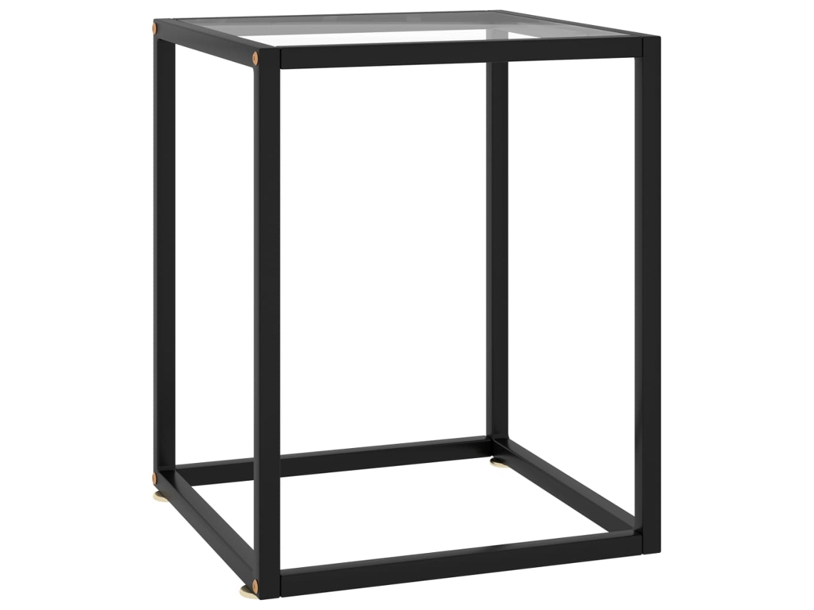 Mesa de Centro de Apoyo 40X40X50 Cm Negro con Vidrio Templado