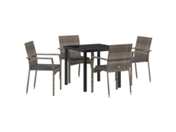 Conjunto de comedor de jardín de 5 piezas - Muebles de jardín de mimbre gris HARLANV1
