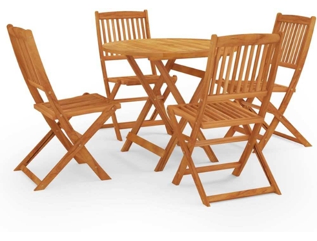 Conjunto 5 de comedor de jardín plegable VIDAXL madera eucalipto