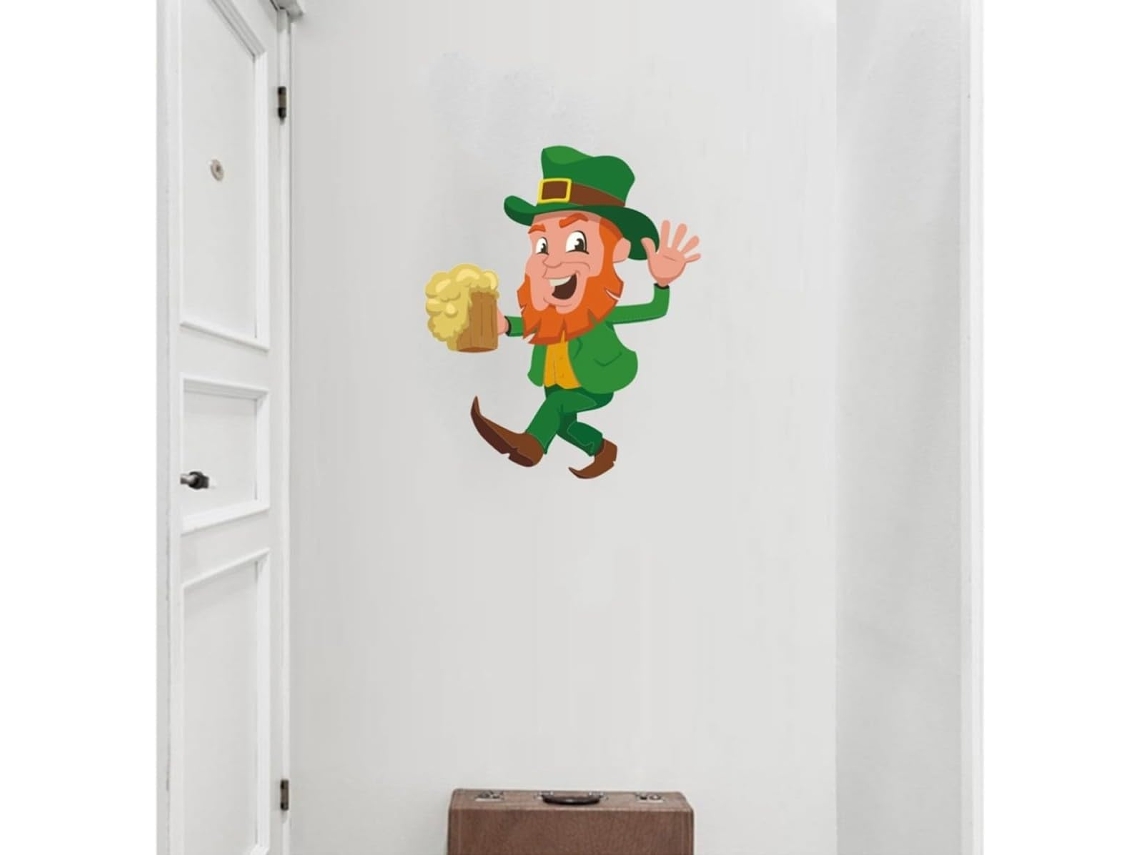 Adhesivo Pared Enano Verde Decoración Patricio Pvc Estilo Especial Hogar Fiestas Fácil Pegar Ventana Día San