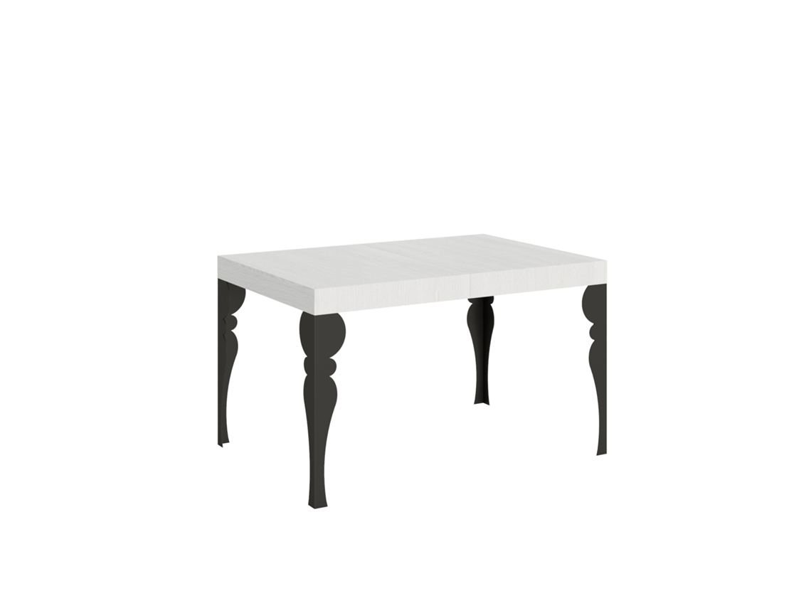 Mesa extensible Paxon 140/224x80cm Fresno blanco con patas antracita Itamoby