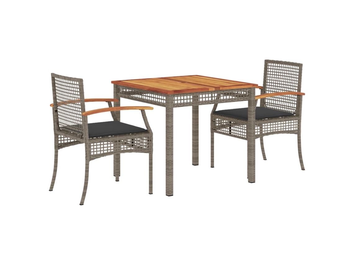 Maison Exclusive - Set Comedor De Jardín 3 Piezas Con Cojines Ratán Sintético Gris