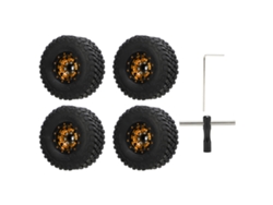 Neumáticos Para Coches Rc, 4 Unidades, Llantas De Goma De Aleación De Aluminio, Desplazamiento Negativo Para Crawler 1/18 Y 1/24, Color Dorado.