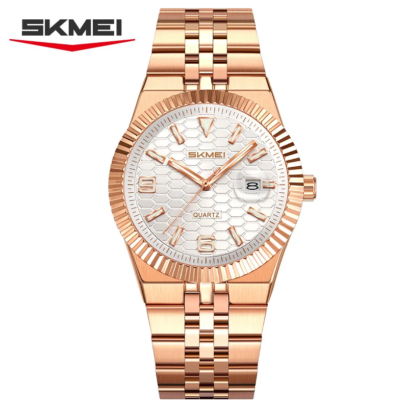 Reloj De Cuarzo De Lujo Para Hombre (oro Rosa) De Acero Inoxidable, Resistente Al Agua, Con Indicador De Fecha.