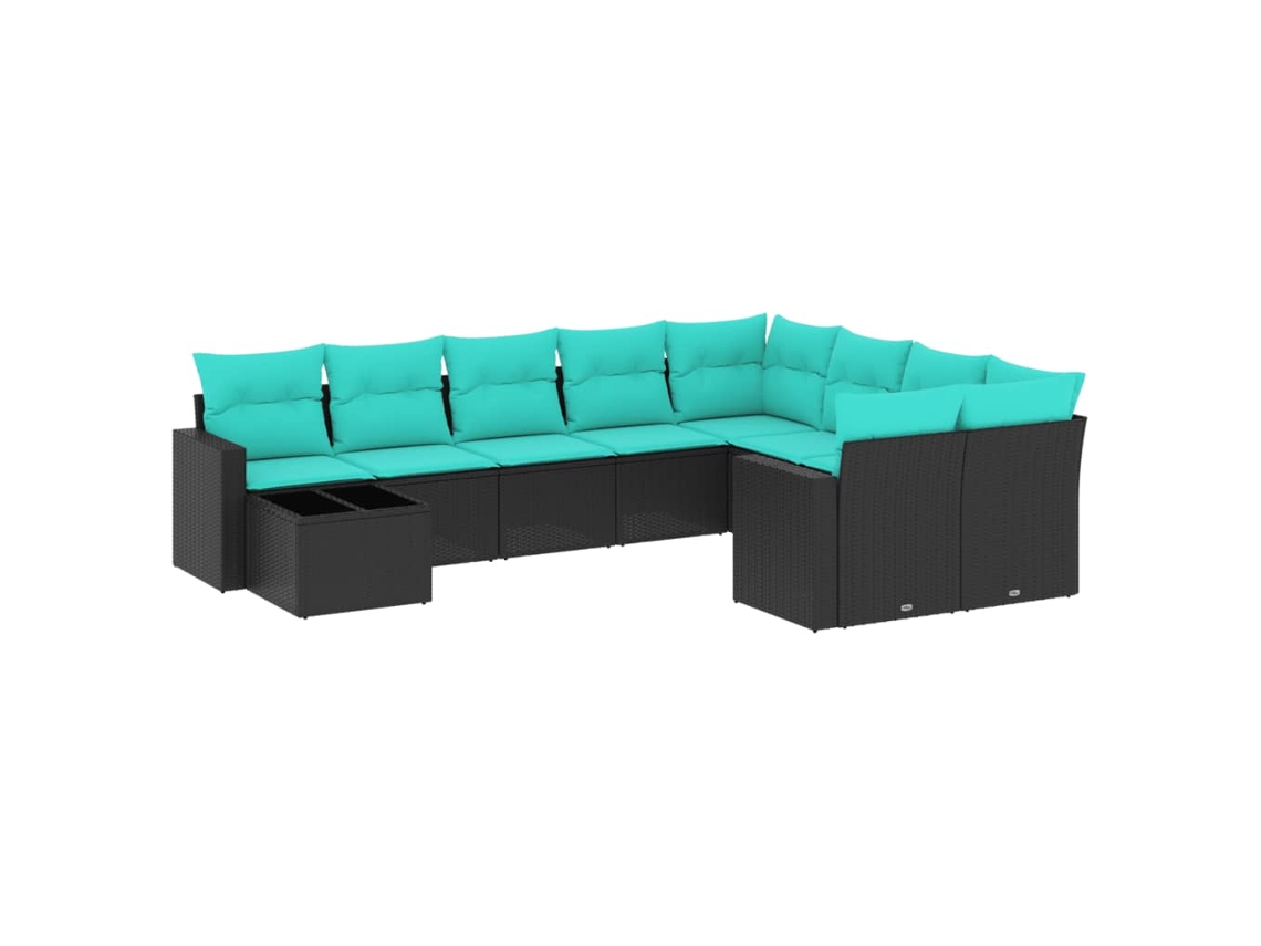 Maison Exclusive - Set De Sofás De Jardín 10pzas Con Cojines Ratán Sintético Negro