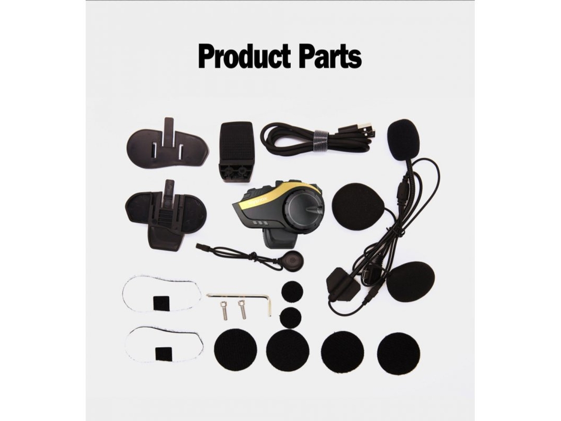 Auriculares Bluetooth para casco de ciclismo de motocicleta 2000M 6 Riders Intercom 5.0 Golden