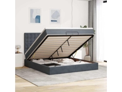 Estructura Cama Otomana Colchones Terciopelo Gris Oscuro