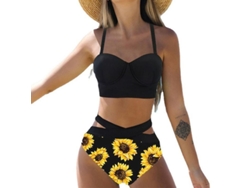Rebe-traje De Baño Bikini Mujer De Lino Alto Con Girasoles Uhu Poliéster L A