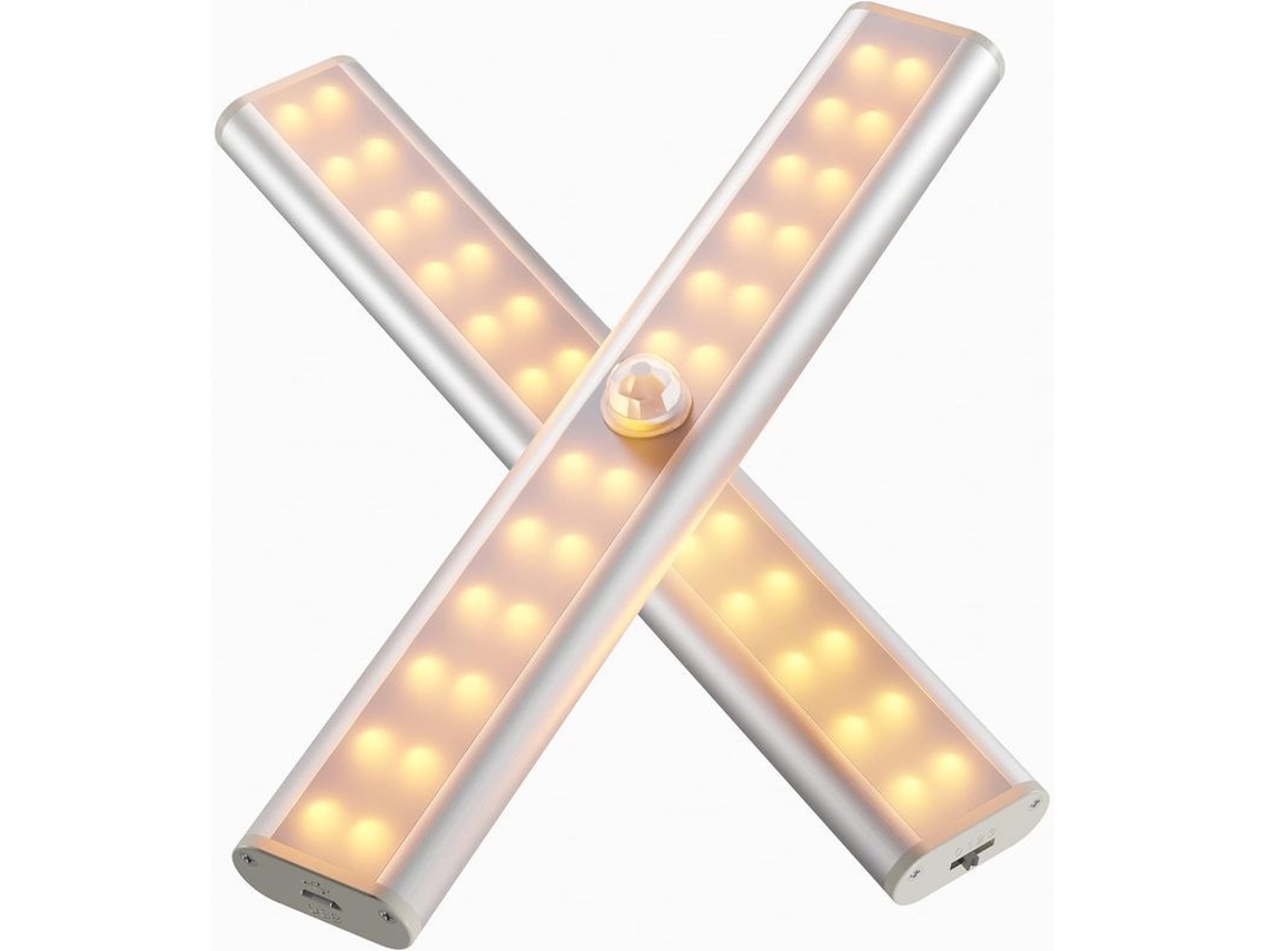 2026-3433-linjou Luz Led Recargable Con Sensor De Movimiento, Luz De Armario Inalámbrica, Linterna De Emergencia, Luz Nocturna (2 Piezas) Blanco Cálido 3000k