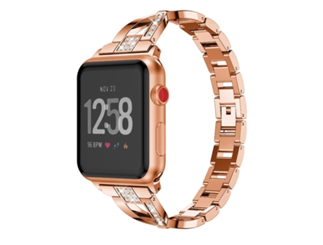 Correa de reloj inteligente para Fitbit Versa/Fitbit Versa 2/Fitbit Versa Lite Edition Pulsera de metal universal en forma de X (oro rosa)