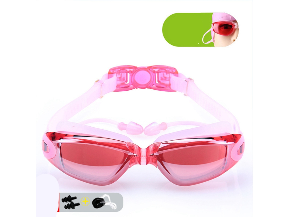 Gafas De Natación Hd Antivaho E Impermeables Con Montura Grande Galvanizada, Color Rosa, Para Hombre Y Mujer.