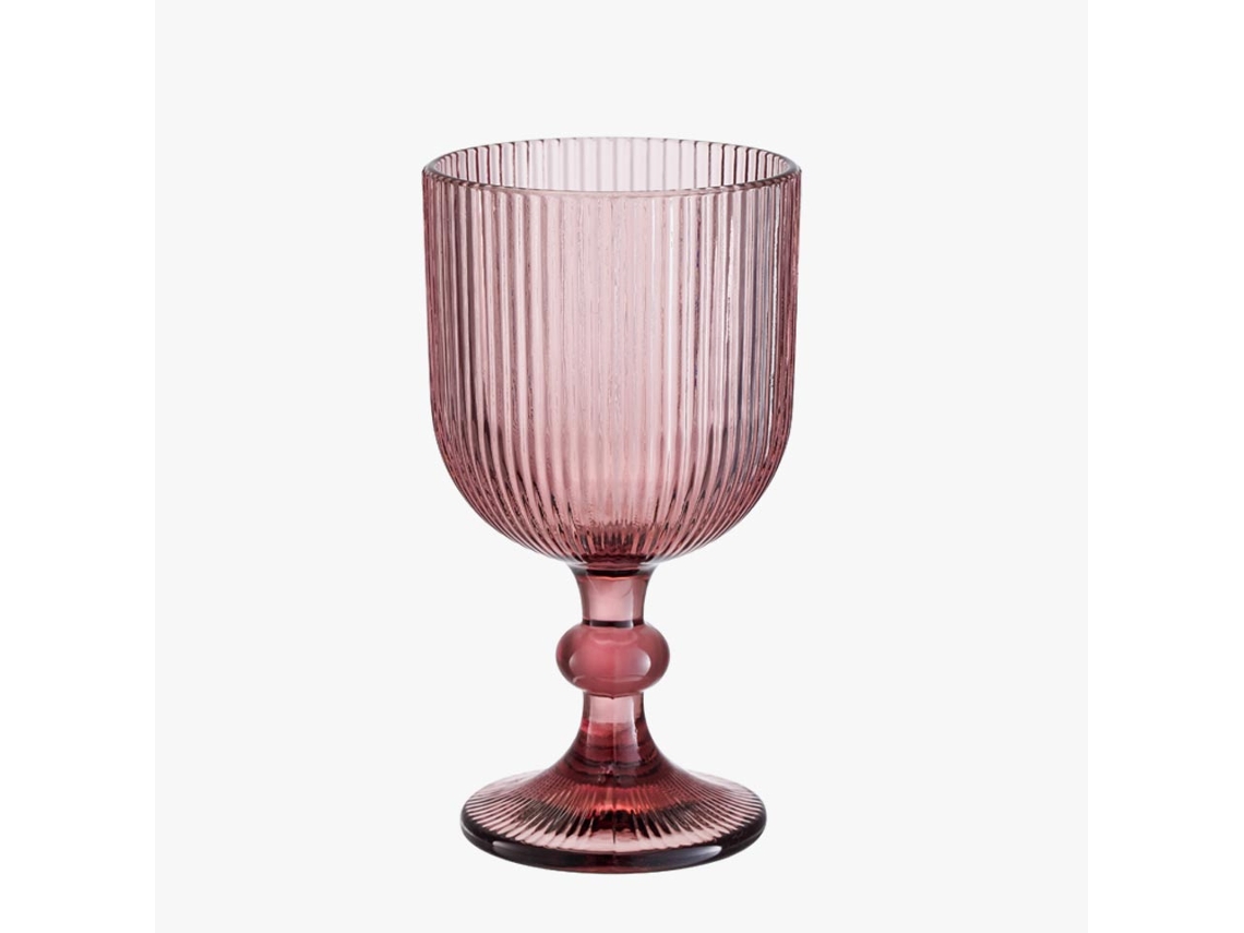 Juego De 6 Vasos Ribbed Rosa 24cl