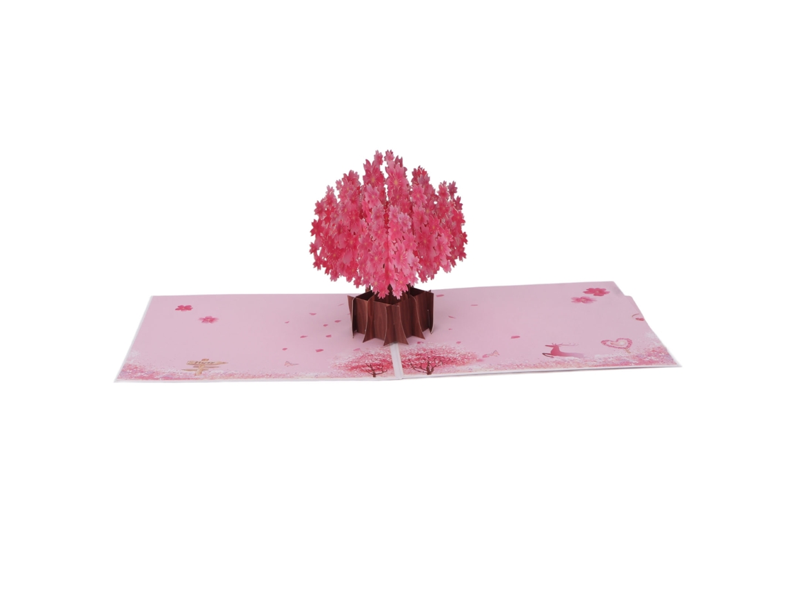 Tarjeta desplegable 3D con diseño de flores de cerezo - Regalo romántico