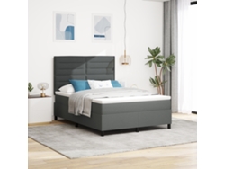 Cama Con Somier Y Colchón Led En Gris Oscuro, 140 X 200 Cm, Tela