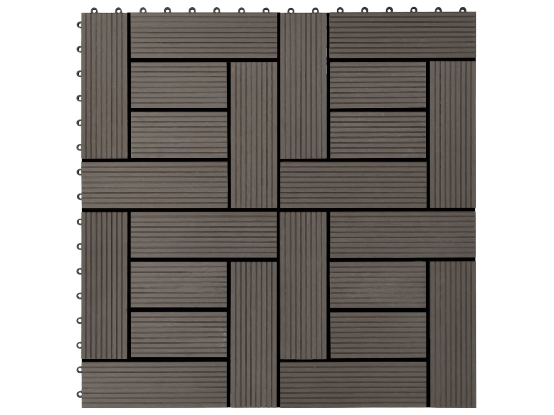 Baldosas De Porche Wpc 30x30 Cm 2 M² Marrón Oscuro 22 Unidades