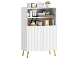 Armario De Baño Estrecho De 5 Niveles, Puertas Estriadas Con Cierre Suave, 60 X 31,8 X 93 Cm, Blanco