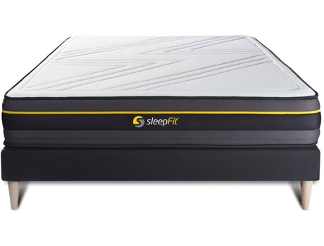 Conjunto de Somier Negro + Colchón SLEEPFIT Active (130x210 cm - Espuma Viscoelástica)