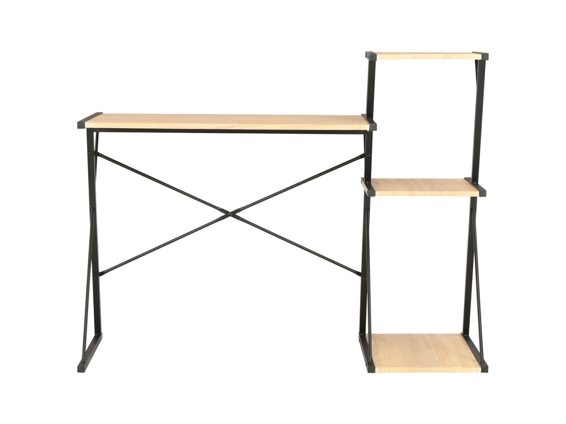 Escritorio | Mesa | Escritorio con estante 116x50x93 cm Negro y roble