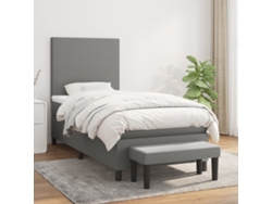 Cama Box Spring Con Colchón Tela Gris Oscuro 100x200 Cm