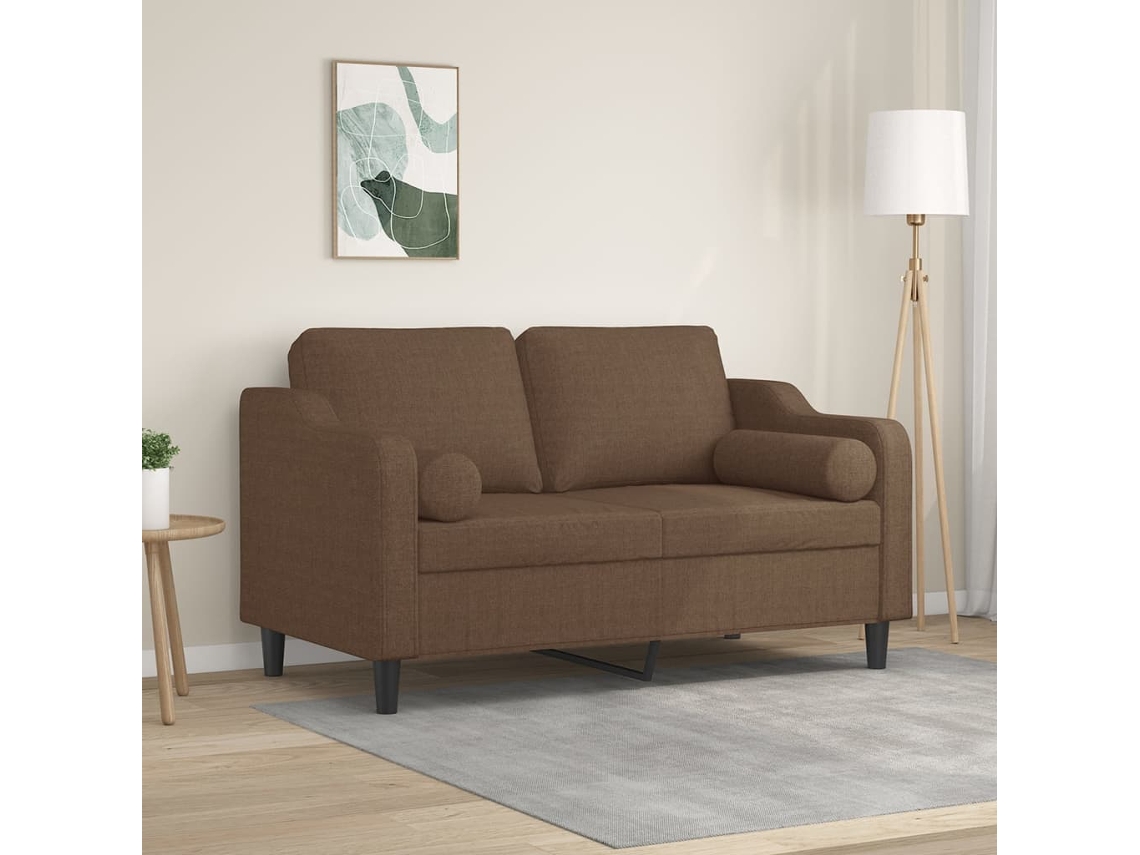 Sofá De 2 Plazas | Sofá De Salón | Sofá De Descanso Con Cojines Tela Marrón 120 Cm Wsd961831