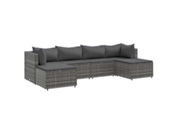 Conjunto 6 de muebles de jardín VIDAXL y cojines ratán sintético gris