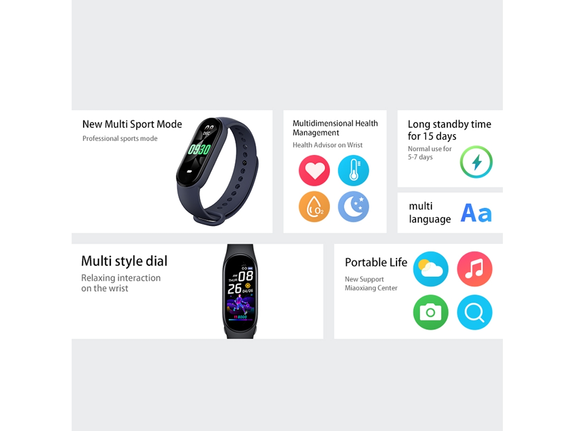 Pulsera Inteligente Rastreador De Fitness Con Monitorización De Frecuencia Cardíaca Y Oxígeno En Sangre Bt5.0 Ip67