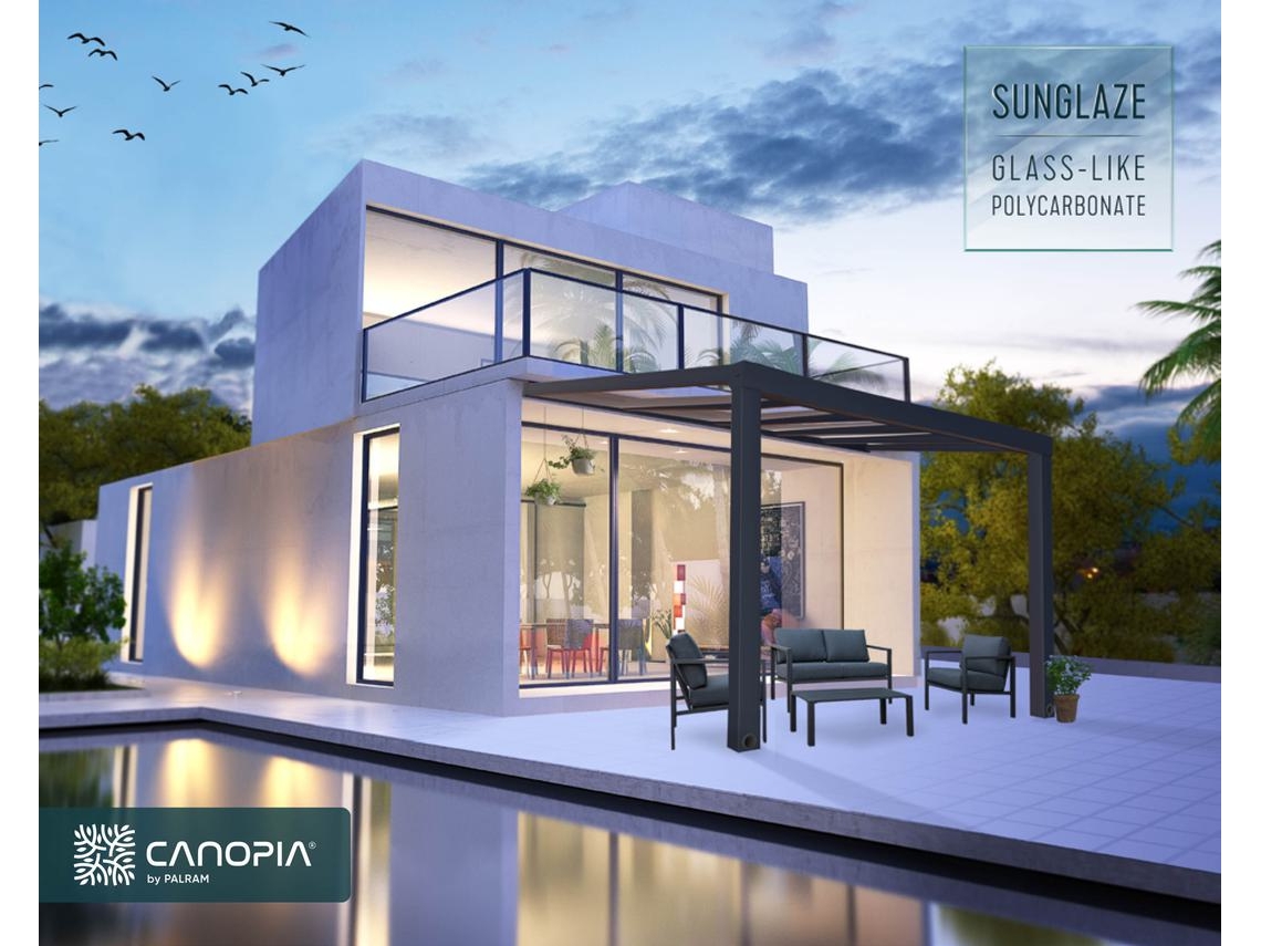 CANOPIA Pérgola Stockholm Premium Cubierta para Terraza de Aluminio 3,4X3,7 m Transparente